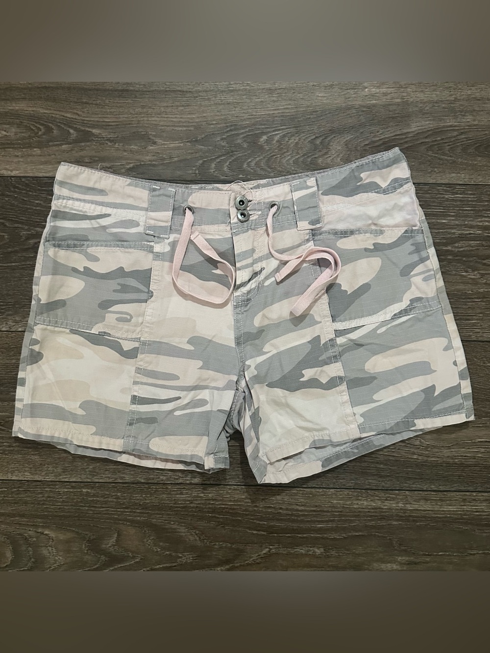 Y2K 2000’s pink and grey camo mini shorts Sz 16(Girls) by Be Bop